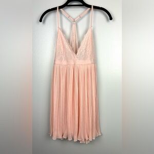 Cinema Etoile Seductive Wear Nightgown XL Pink Pleated Lace Sheer Feminine Blush
